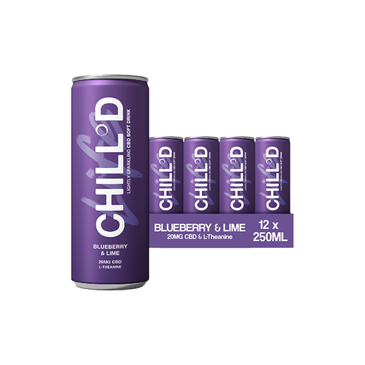 12 x CHILL°D 20mg CBD Sparkling 250ml Blueberry & Lime